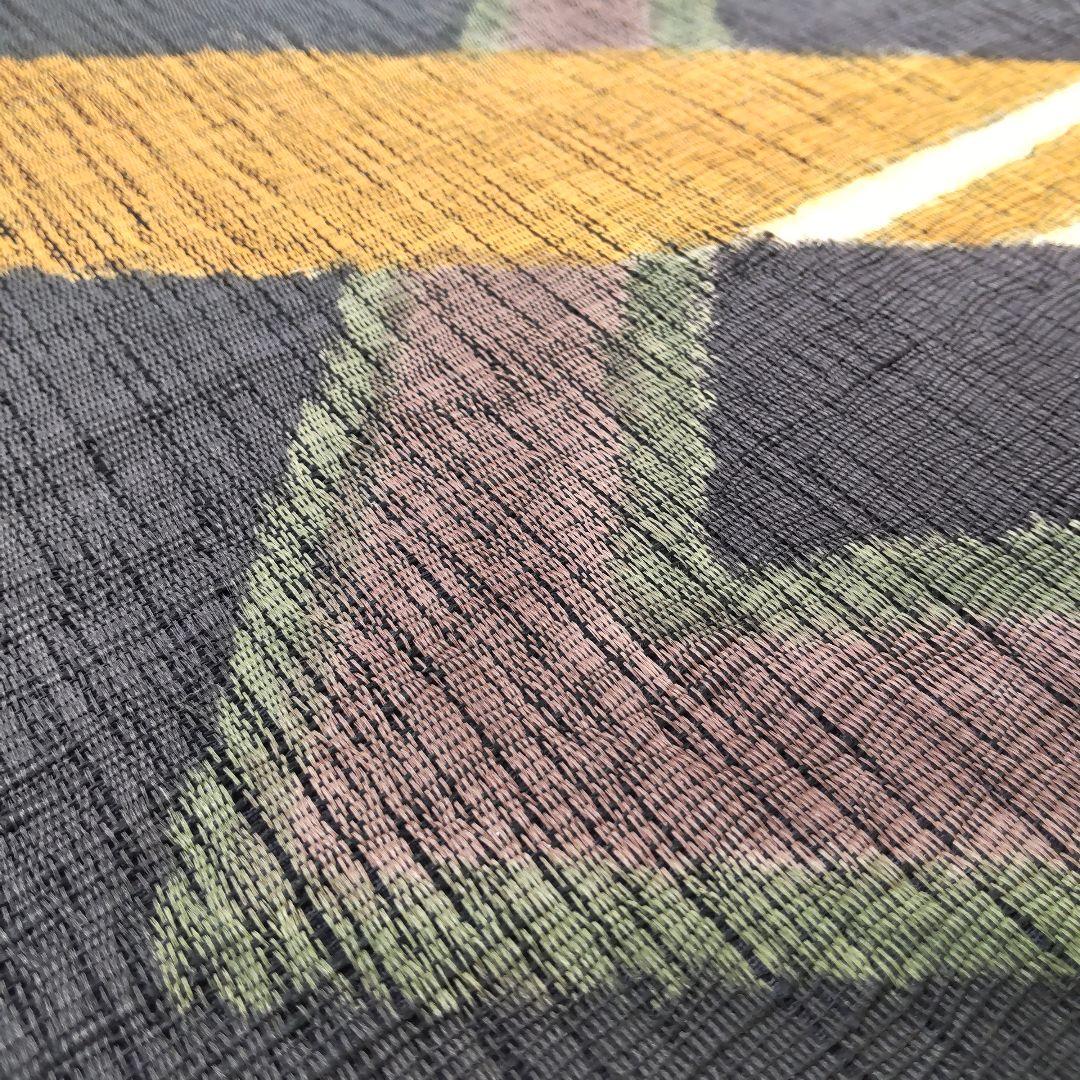 【洒落袋帯】職人技が光る「櫛織り」/大胆デザイン♪ 黒 440cm