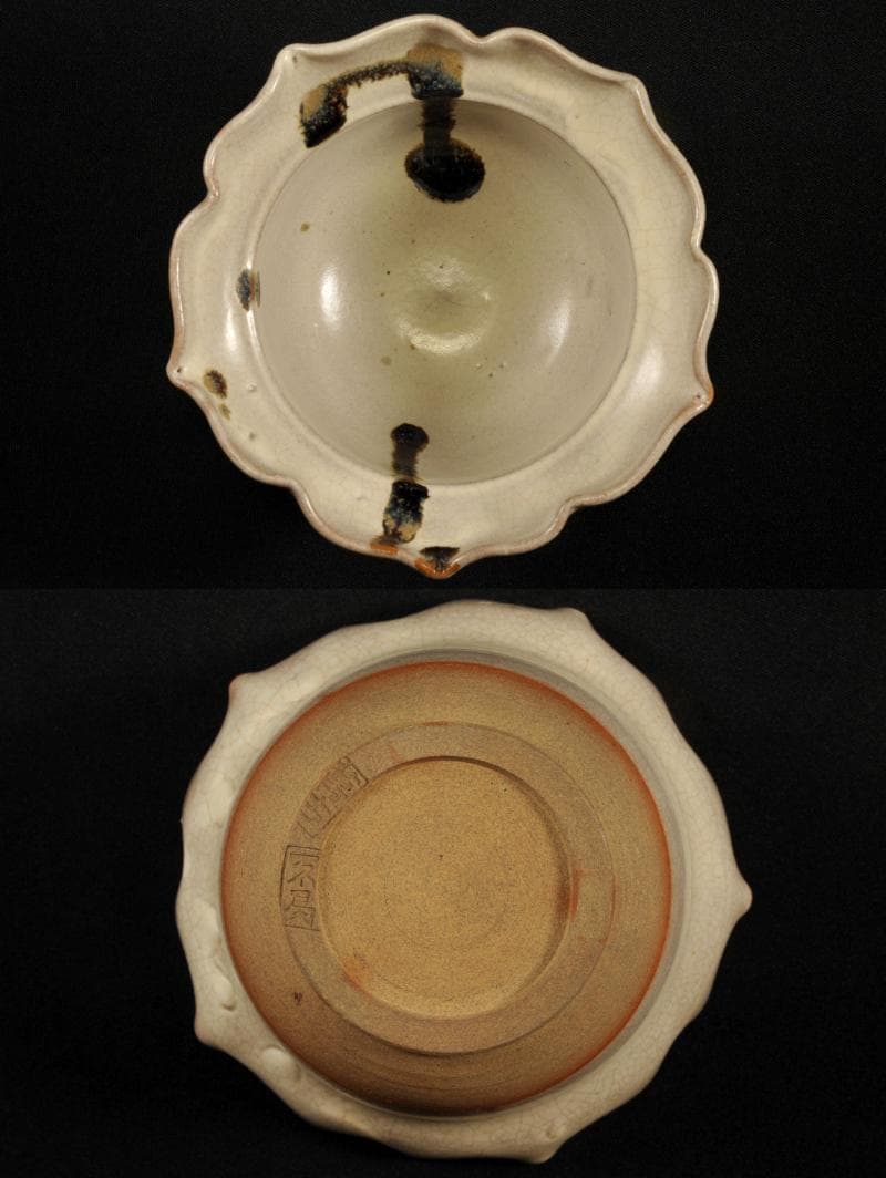 萬古焼 輪花形 向付 五 懐石道具 創始 沼波弄山 萬古不易 古萬古 万古焼