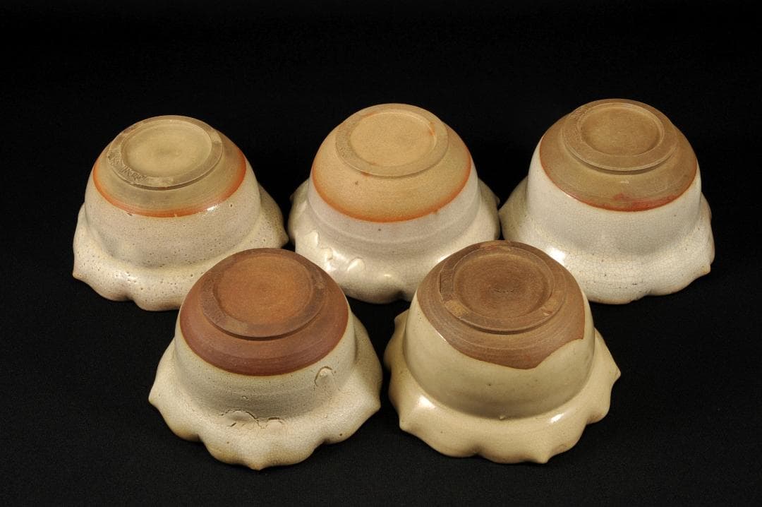 萬古焼 輪花形 向付 五 懐石道具 創始 沼波弄山 萬古不易 古萬古 万古焼