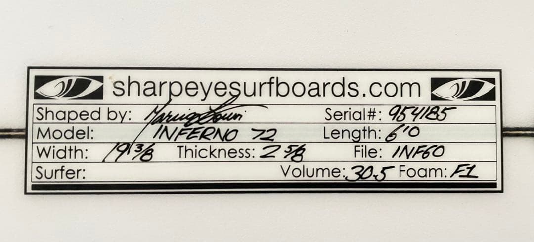 SHARP EYE シャープアイ　Inferno72 インフェルノ72 6’0