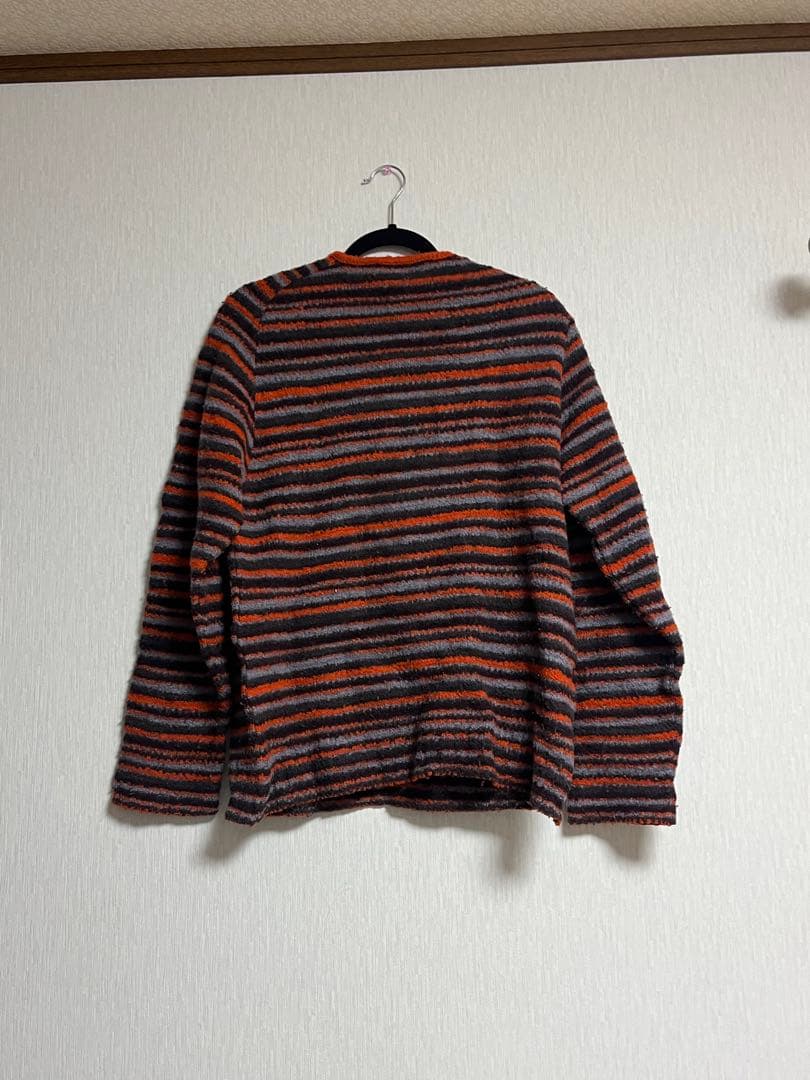 dries van noten オレンジ グレー ストライプ ニットセーター