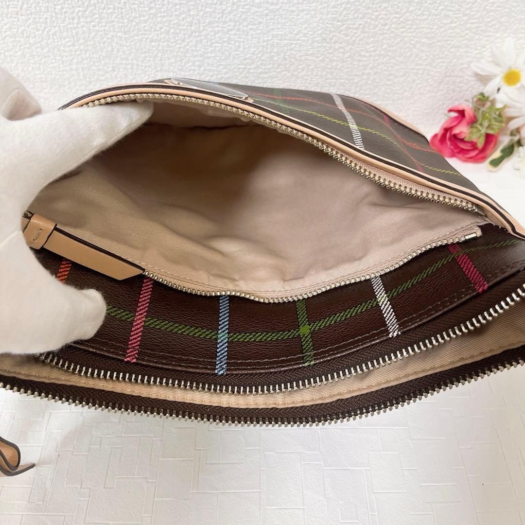 極美品★COACH コーチ ショルダーバッグ 斜め掛け PVC×レザー チャーム