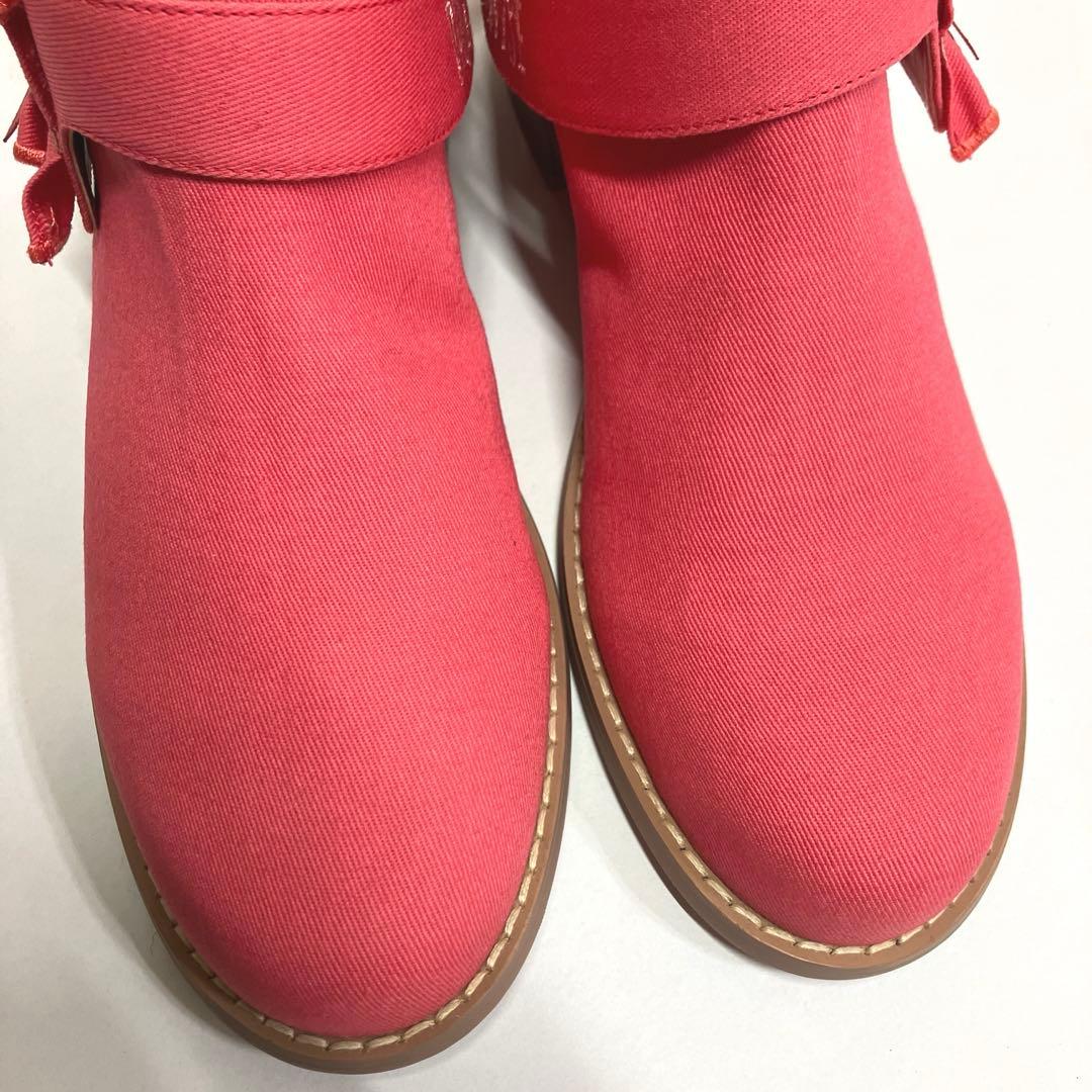 【新品未使用】ピンクハウス パッションピンク フリルロゴ刺繍 ブーツ/2021年