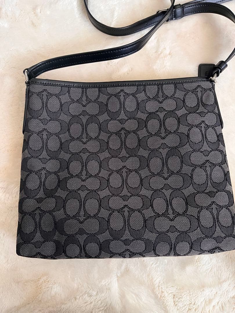 美品 コーチ シグネチャーショルダーバッグ キャンバス×レザー