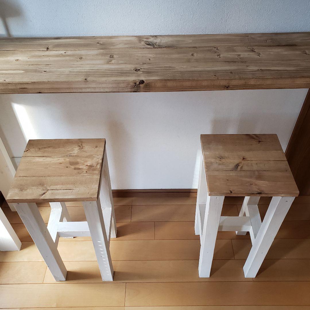 150×35 90 カウンターテーブル 無垢材　アンティーク風　木目調　天然素材