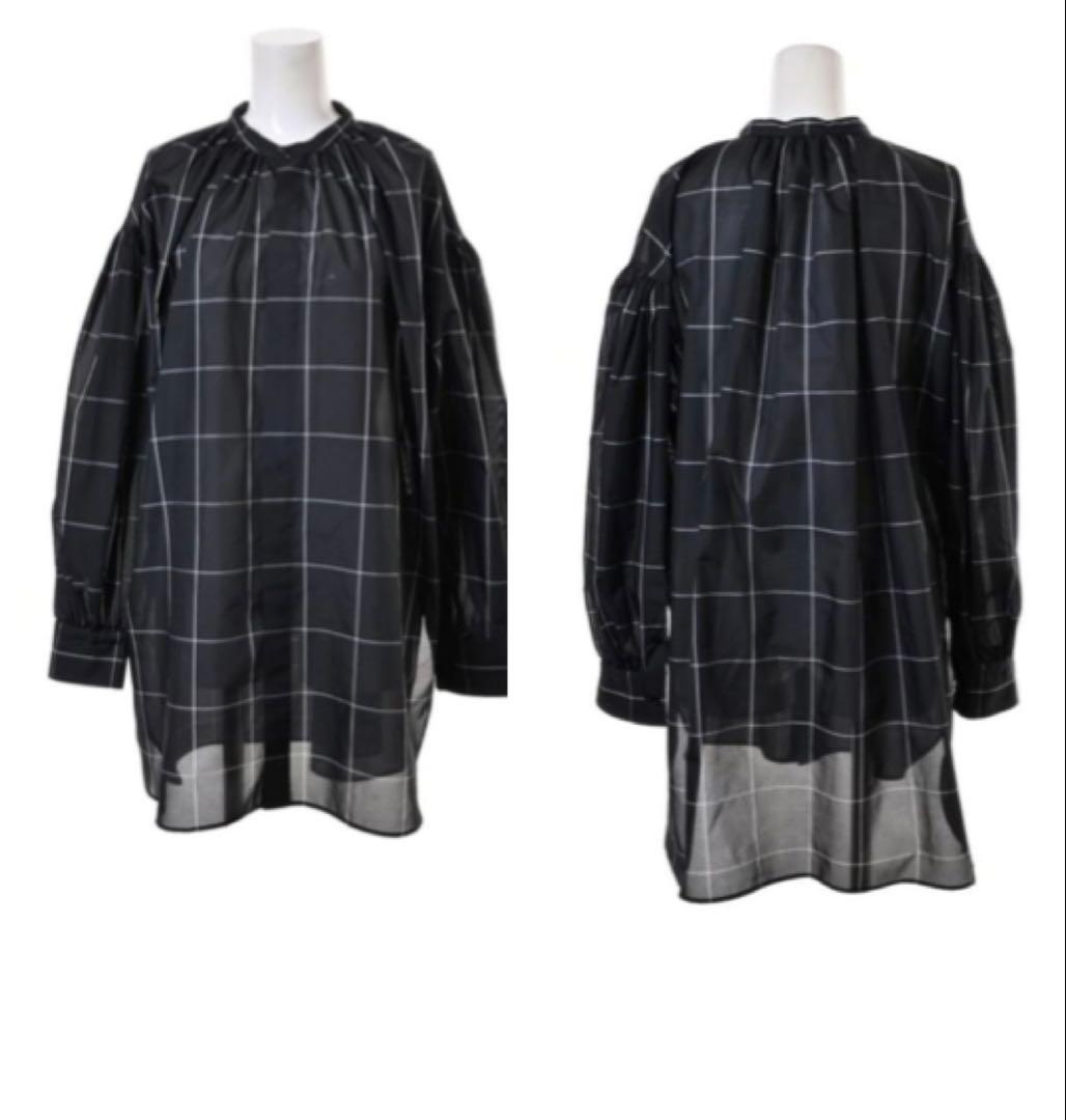 トップス HYKE PLAID GATHERED SHIRT