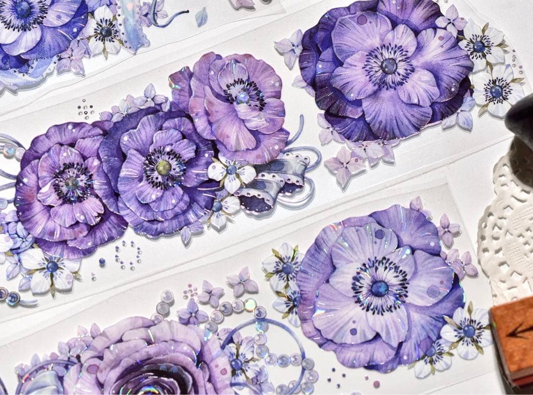 海外マスキングテープ巻売り 深紫夜 フラワー 人物マスキングテープ456