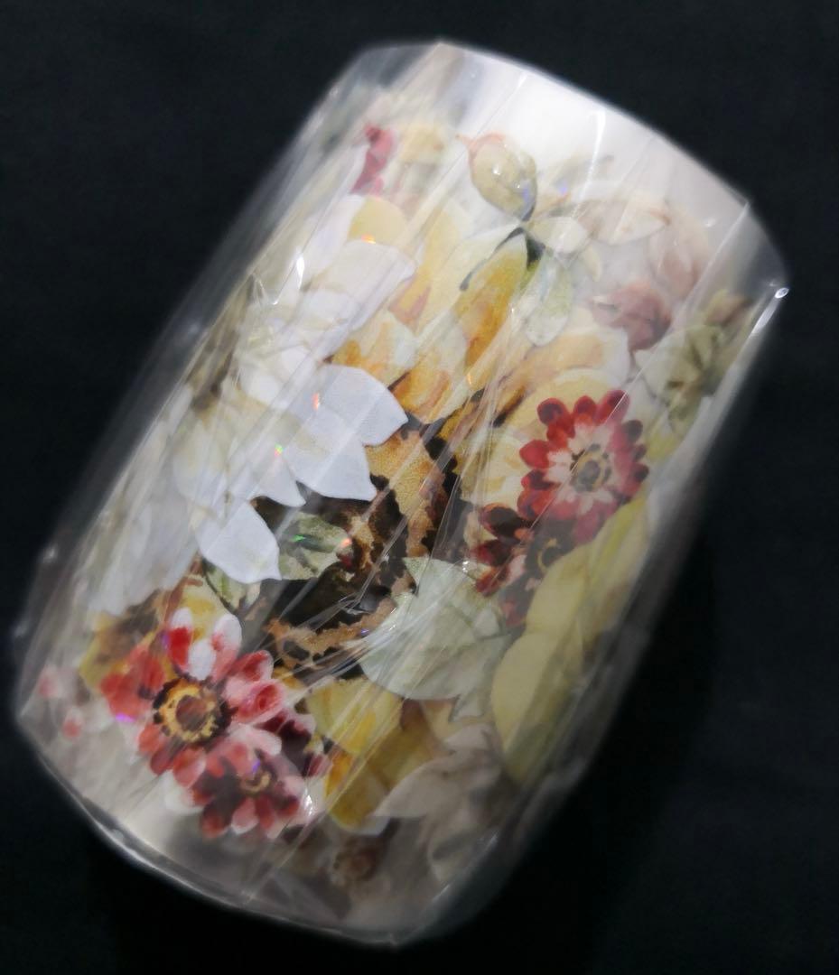 【8224】海外　マステ　5m巻売り　貝殻光マスキングテープ　向日葵　お花