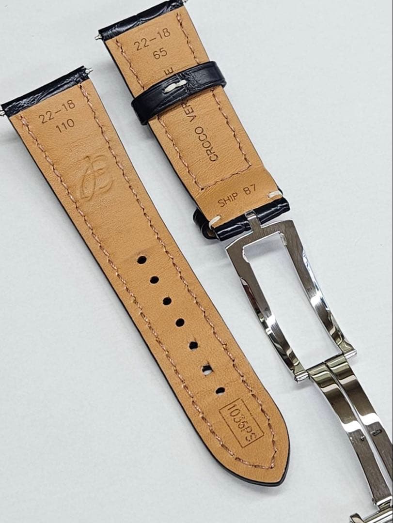 だいちゃん ブライトリング Dバックル レザーベルト 紺22-18 純正品