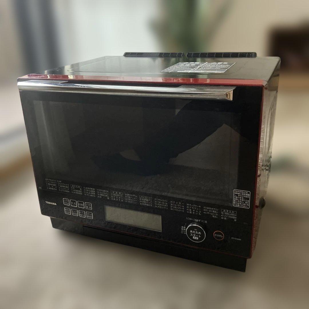 TOSHIBA スチームオーブンレンジ 2019年製　黒×赤