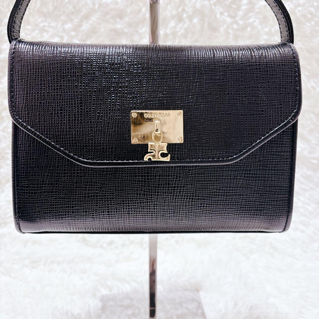 courrges クレージュ 2wayハンドバッグショルダー ブラックフォーマル