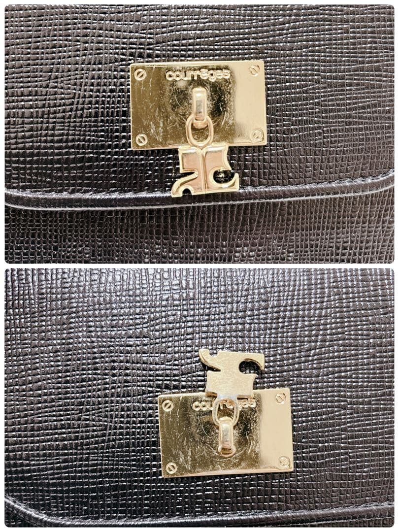 courrges クレージュ 2wayハンドバッグショルダー ブラックフォーマル