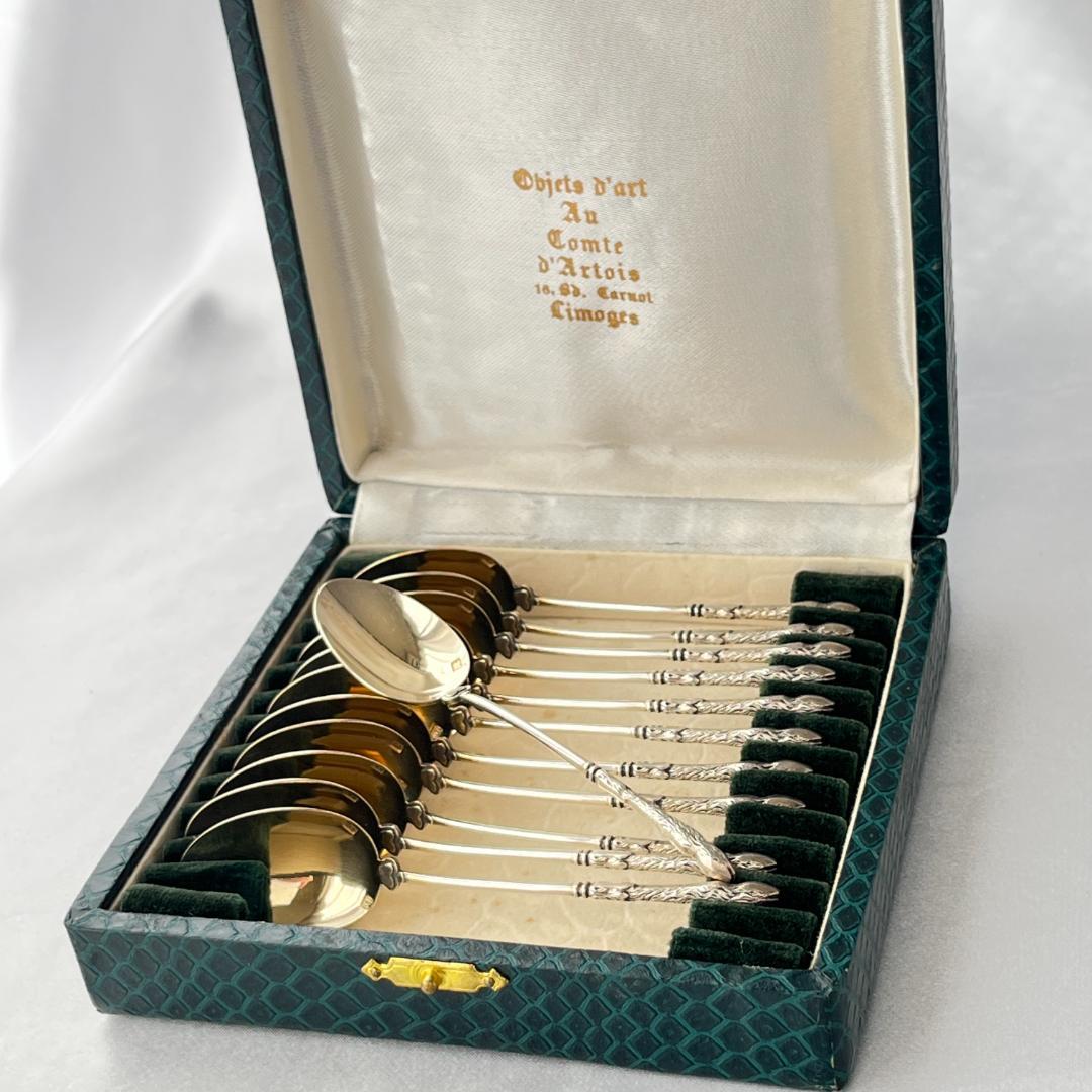 【仏蘭西】 コーヒースプーン　12本【シルバープレート】ケース