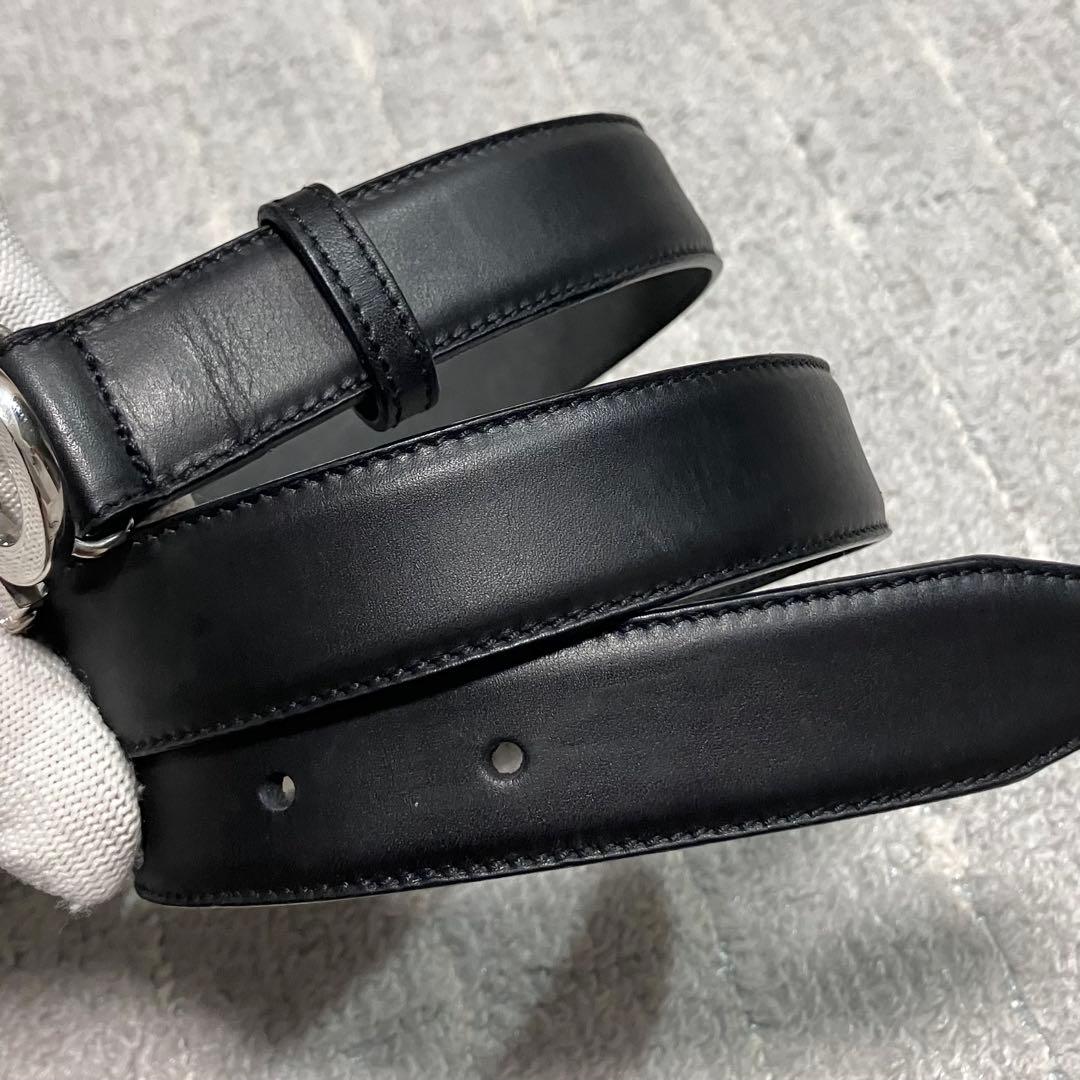 フェラガモ［ガンチーニ］ベルト　シルバー金具　ブラック　レザー　レディース