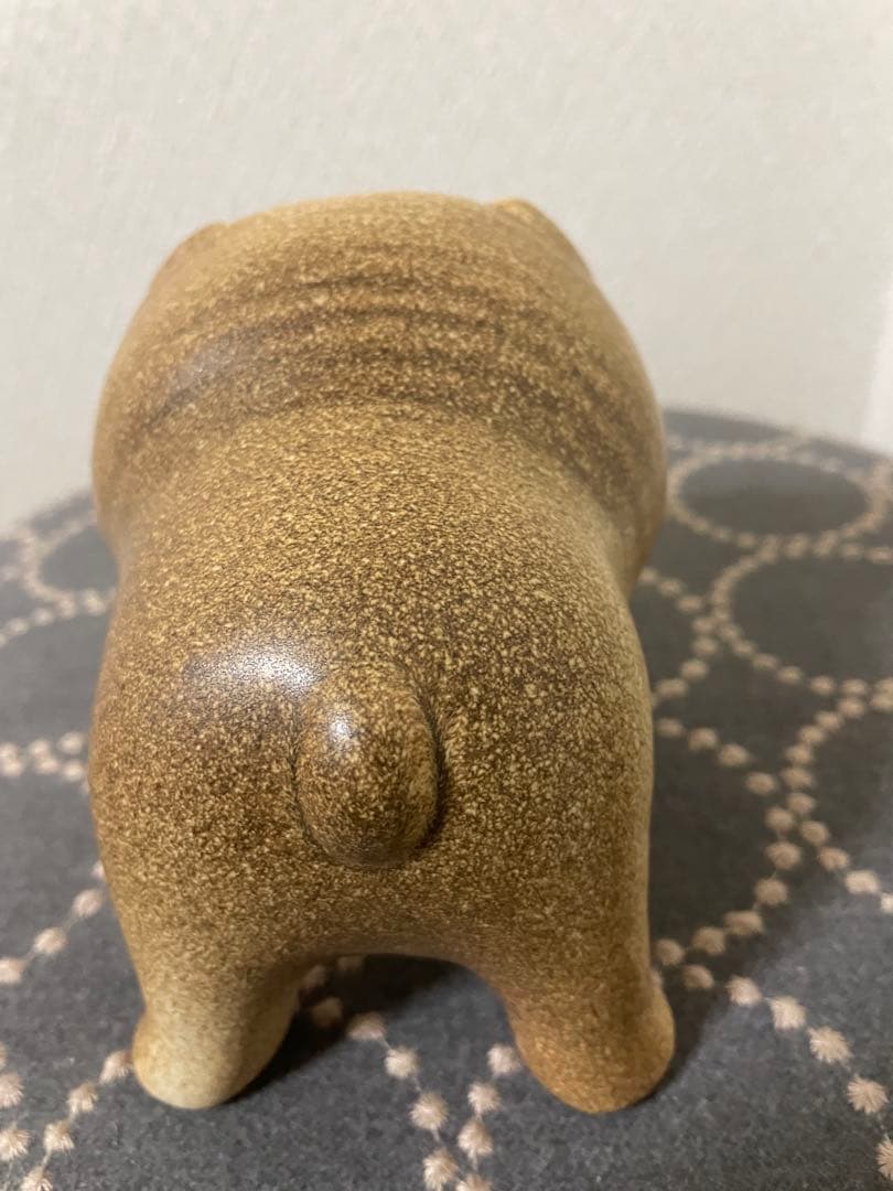 リサラーソン 置物 ケンネル ブルドッグ（中）グレー &ベージュ　2点セット　犬