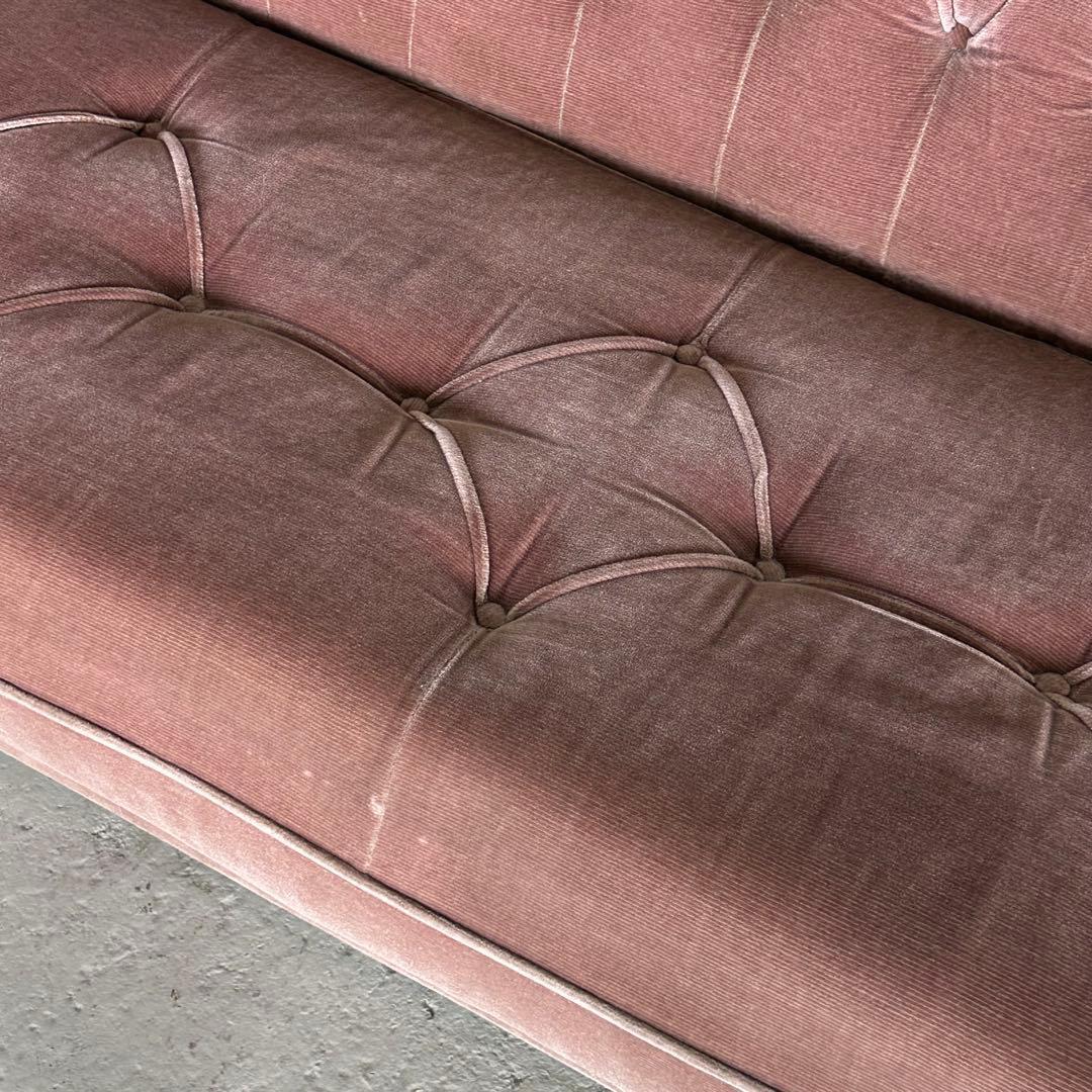 ✦80s✦ 昭和レトロ 三人掛けソファー ベロア生地 木製アーム アンティーク