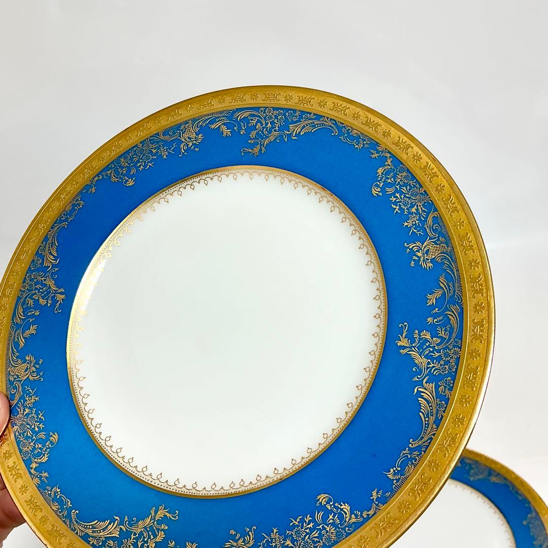 Haviland アビランド　ポンパドール　ブルーのプレート青と金の皿 セット