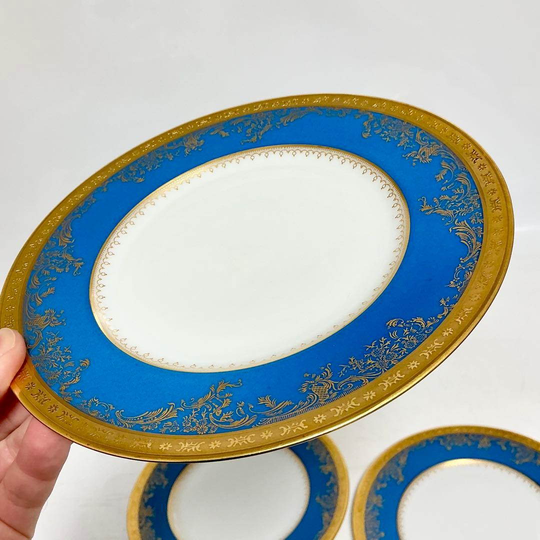 Haviland アビランド　ポンパドール　ブルーのプレート青と金の皿 セット