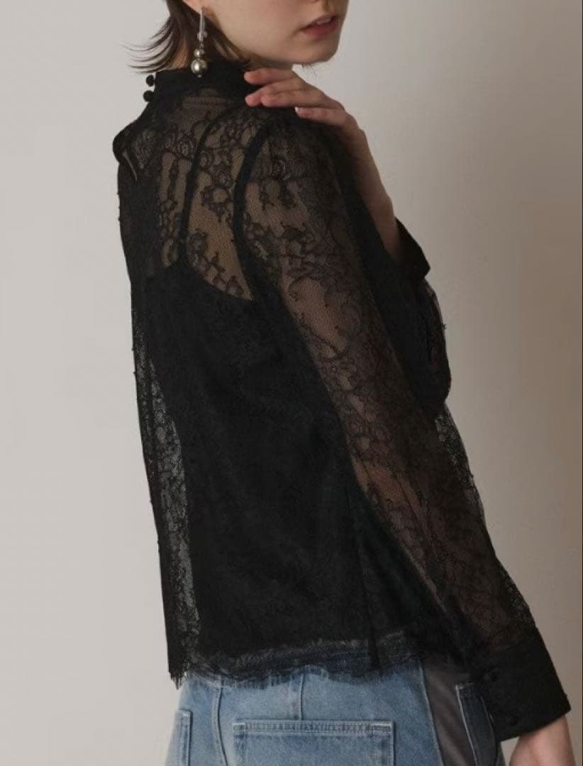 新品[グレースコンチネンタル25SS シアーレーストップ　ブラック　36