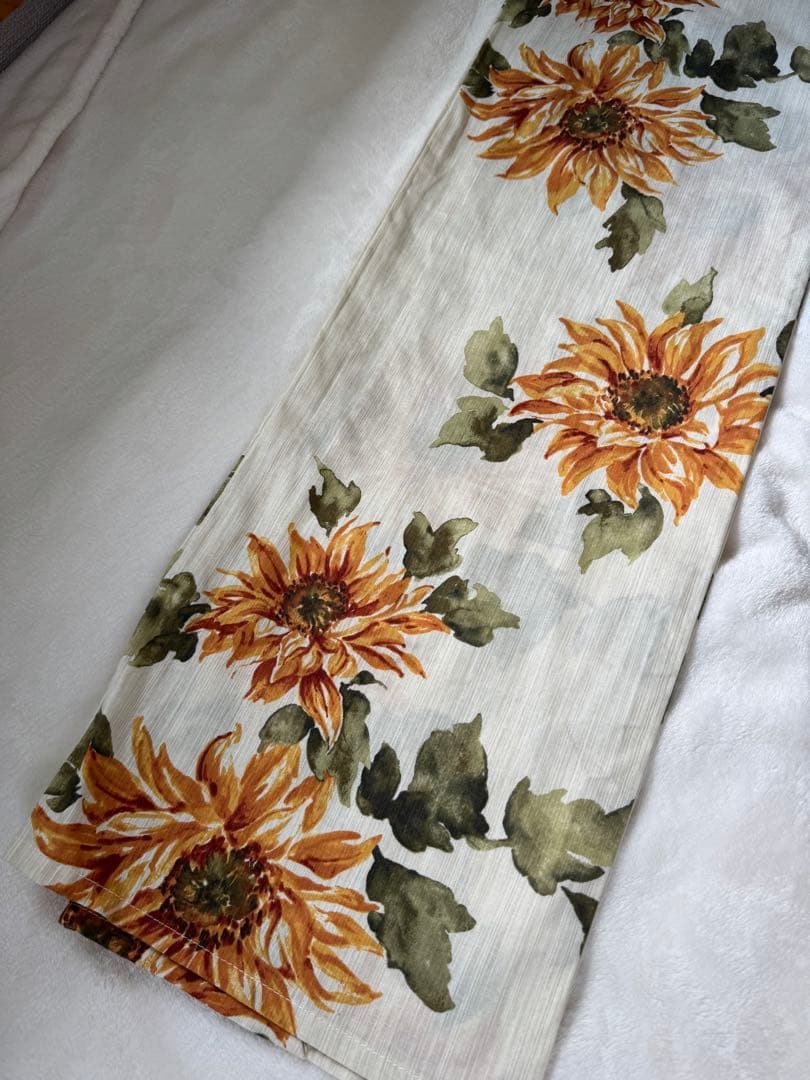 ひまわり柄浴衣・ブラウン帯セット