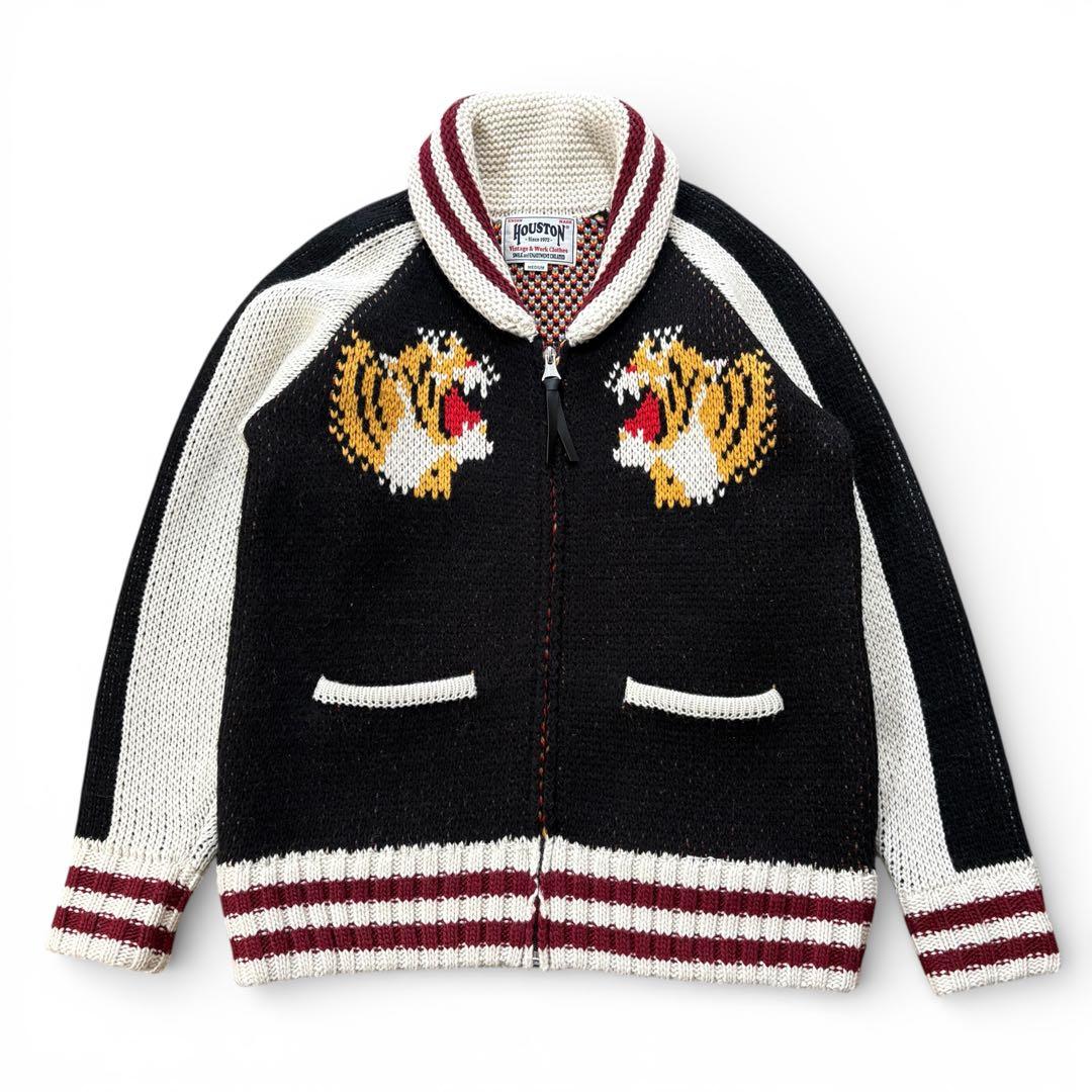 HOUSTON カウチン ニット 虎 セーター M ウール カーディガン