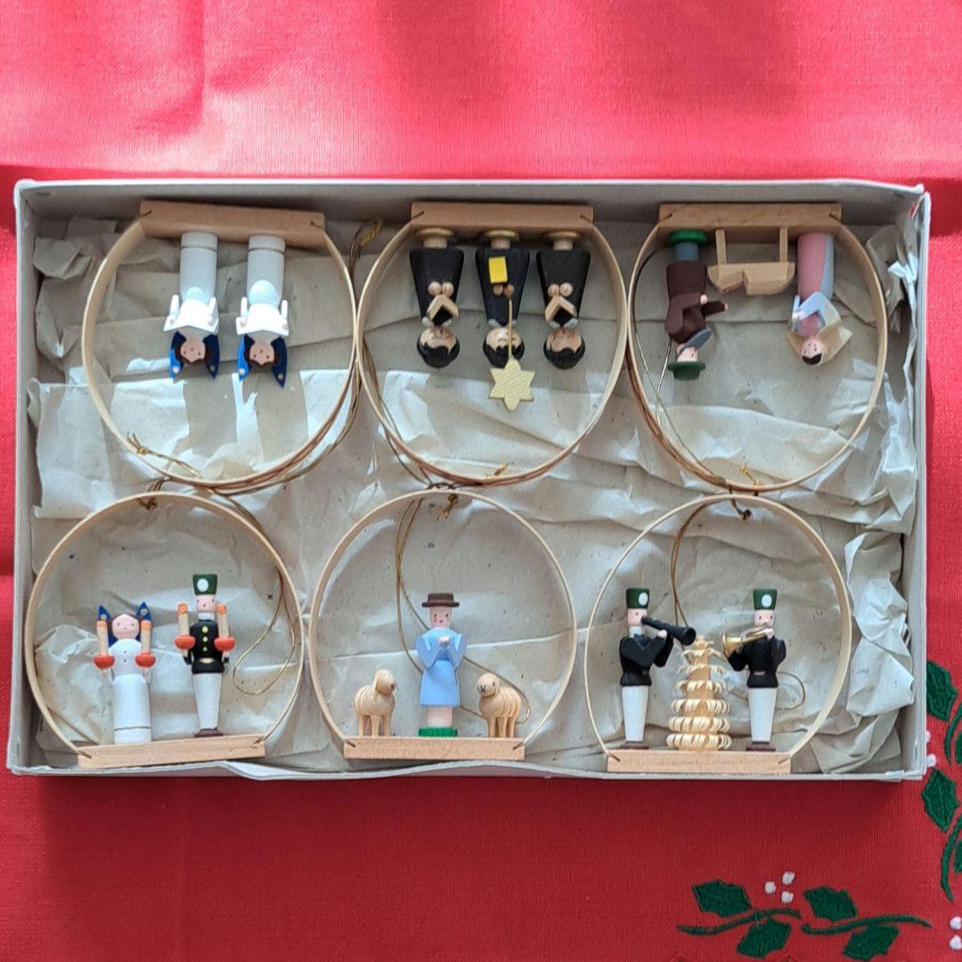 木製クリスマスオーナメント 6個セット ドイツ エルツ山地 ザイフェン