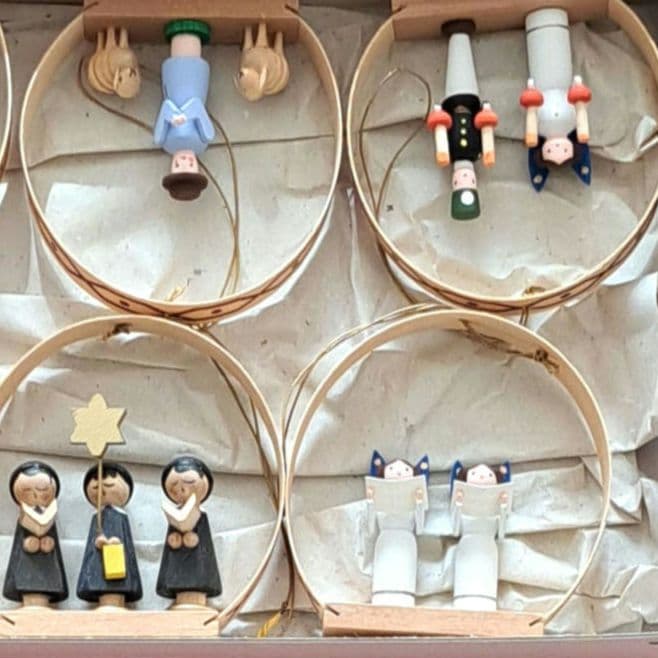 木製クリスマスオーナメント 6個セット ドイツ エルツ山地 ザイフェン