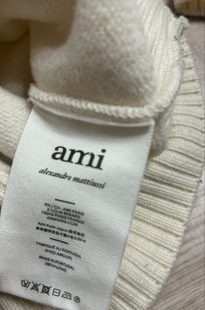 【芸能人着用】AMI PARIS アミパリス ロゴニット セーター ホワイト M