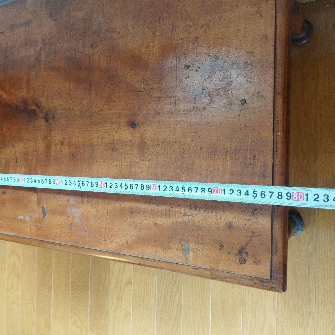 ミニ机 机 文机 デスク 引出し付き 昭和レトロ 文台　和風 木製 ろくろ脚