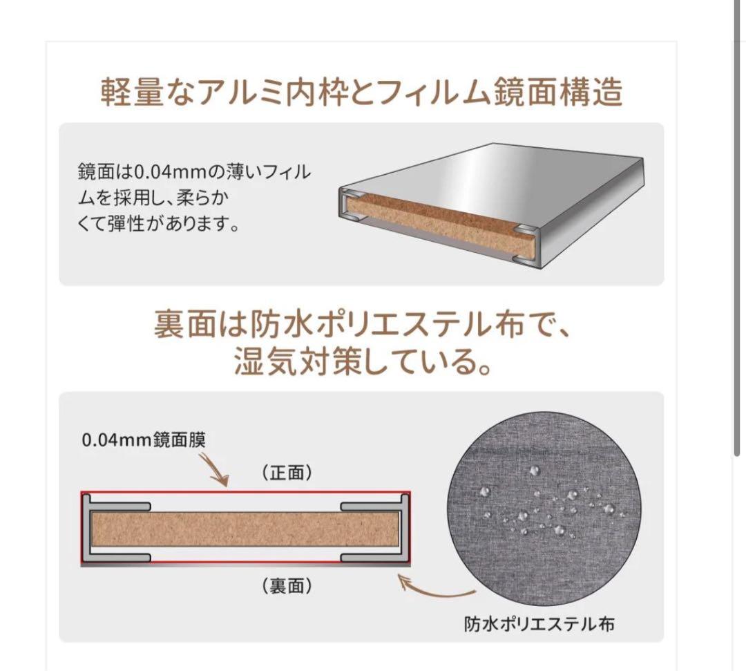 軽壁掛け鏡160x100白