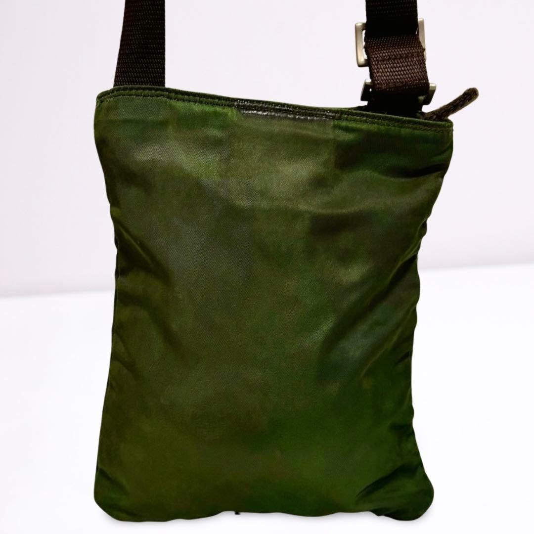 【正規品】PRADA プラダ ミニ ショルダーバッグ 三角ロゴ ナイロン カーキ