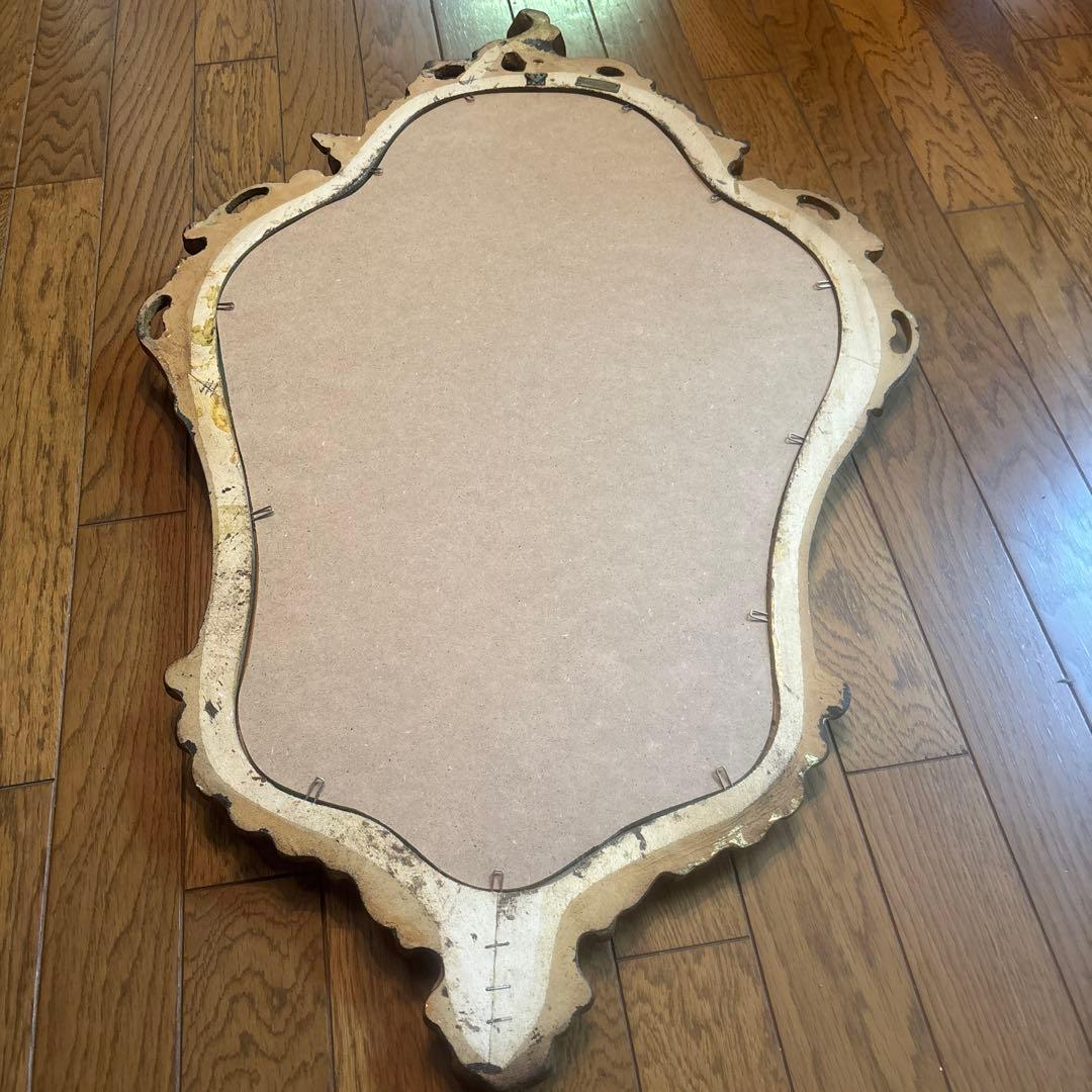⚠️特定月末配送　美品イタリア壁掛ミラー　ロココウォール鏡　アンティーク　ゴールド