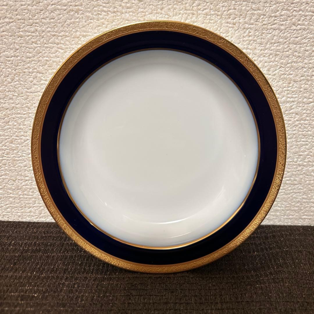 大倉陶園　ロイヤルブルー　瑠璃金彩金蝕　デザートプレート　フルーツボウル