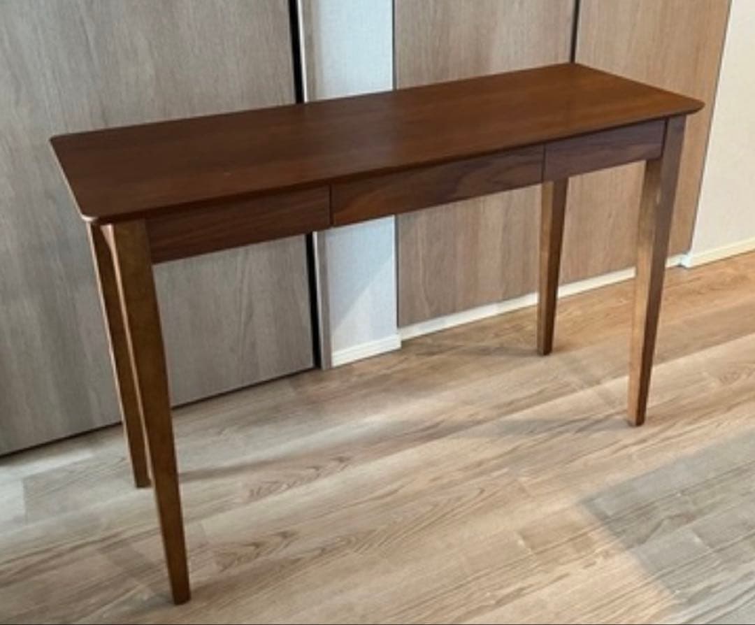 最終値下げ　美品　上質ウォルナット突板 美品デスク 引出付コンソール110cm