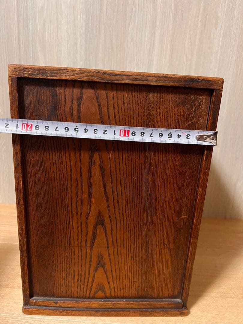 昭和レトロ 鏡付き木製小箪笥 虎斑木纹 化妆收纳