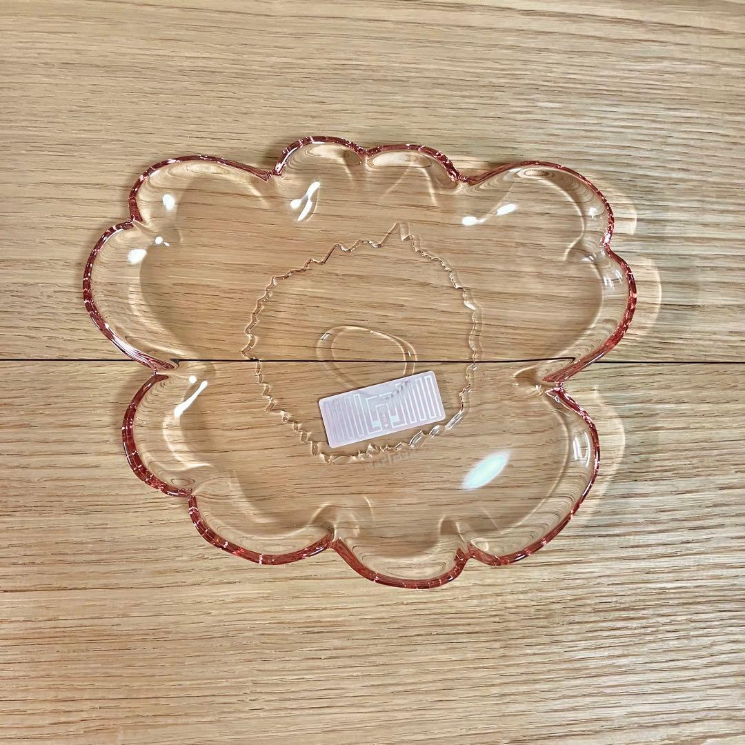 【新品未使用】マリメッコ　marimekko ウニッコ　ガラス　プレート　皿　桜