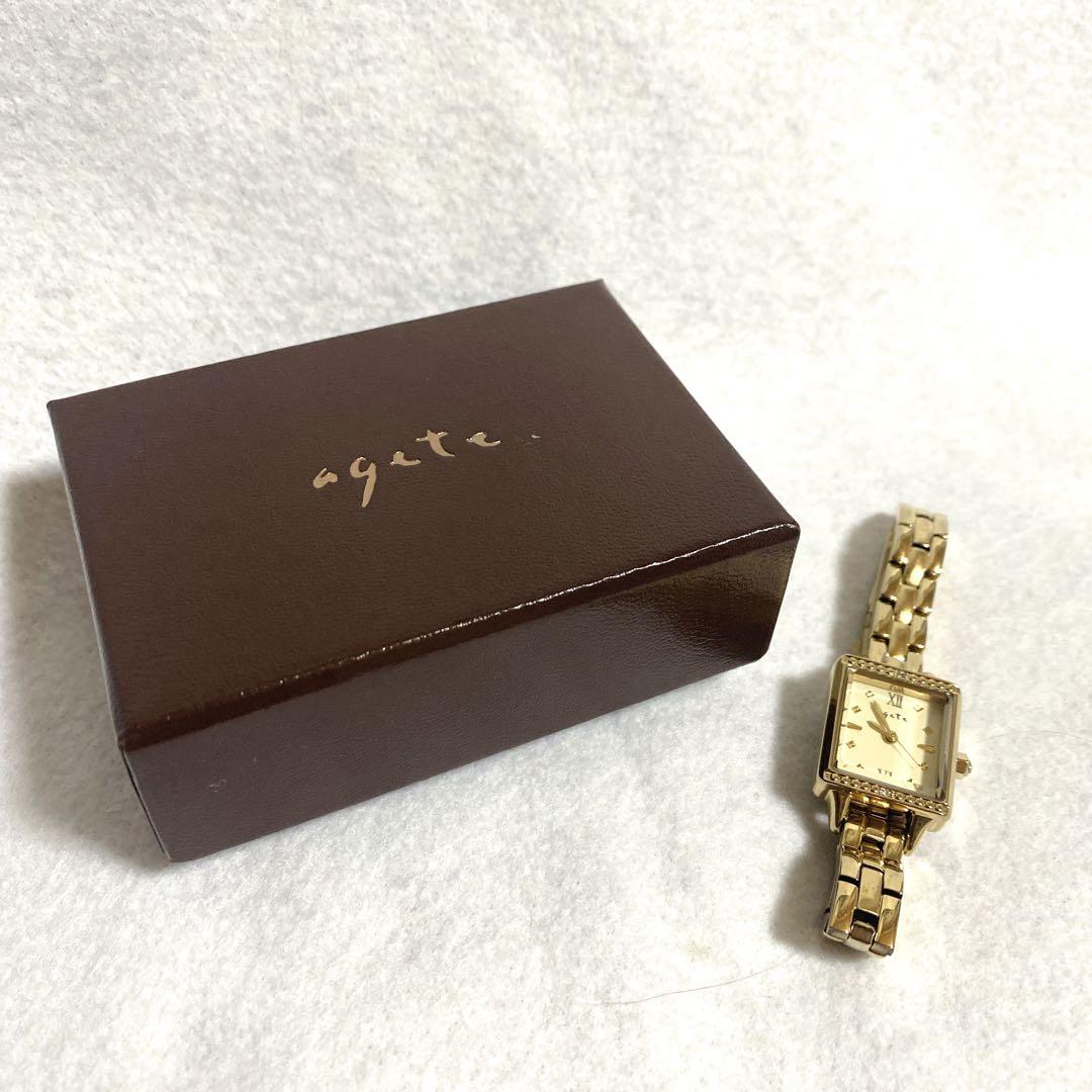 アガット　スクエアフェイス　ストーン付　ベルト16㎝