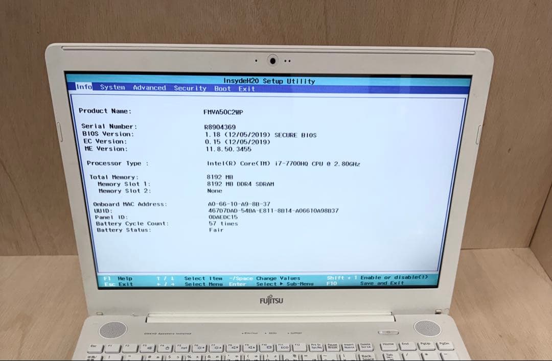 Windowsノート本体 FUJITSU FMVA50C2WP Core i7 7700HQ