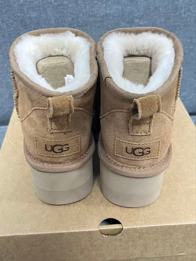 UGG スエード ショートブーツ レディース 厚底24.5cm #39 ベージュ