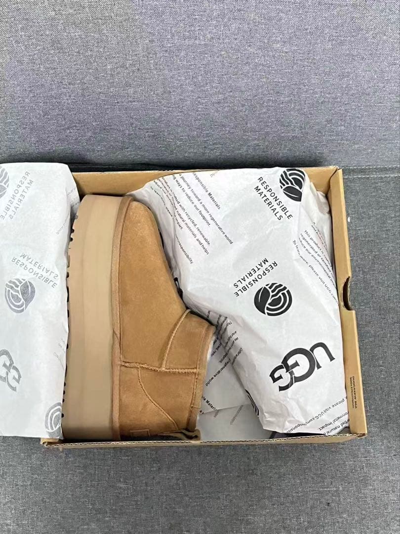 UGG スエード ショートブーツ レディース 厚底24.5cm #39 ベージュ