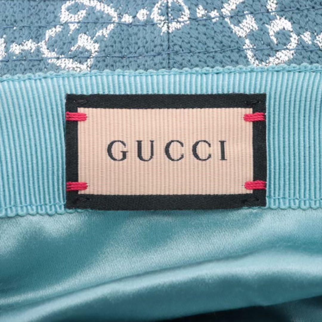 【最終値下げ】GUCCI グッチ バケットハット 青 GGパターン