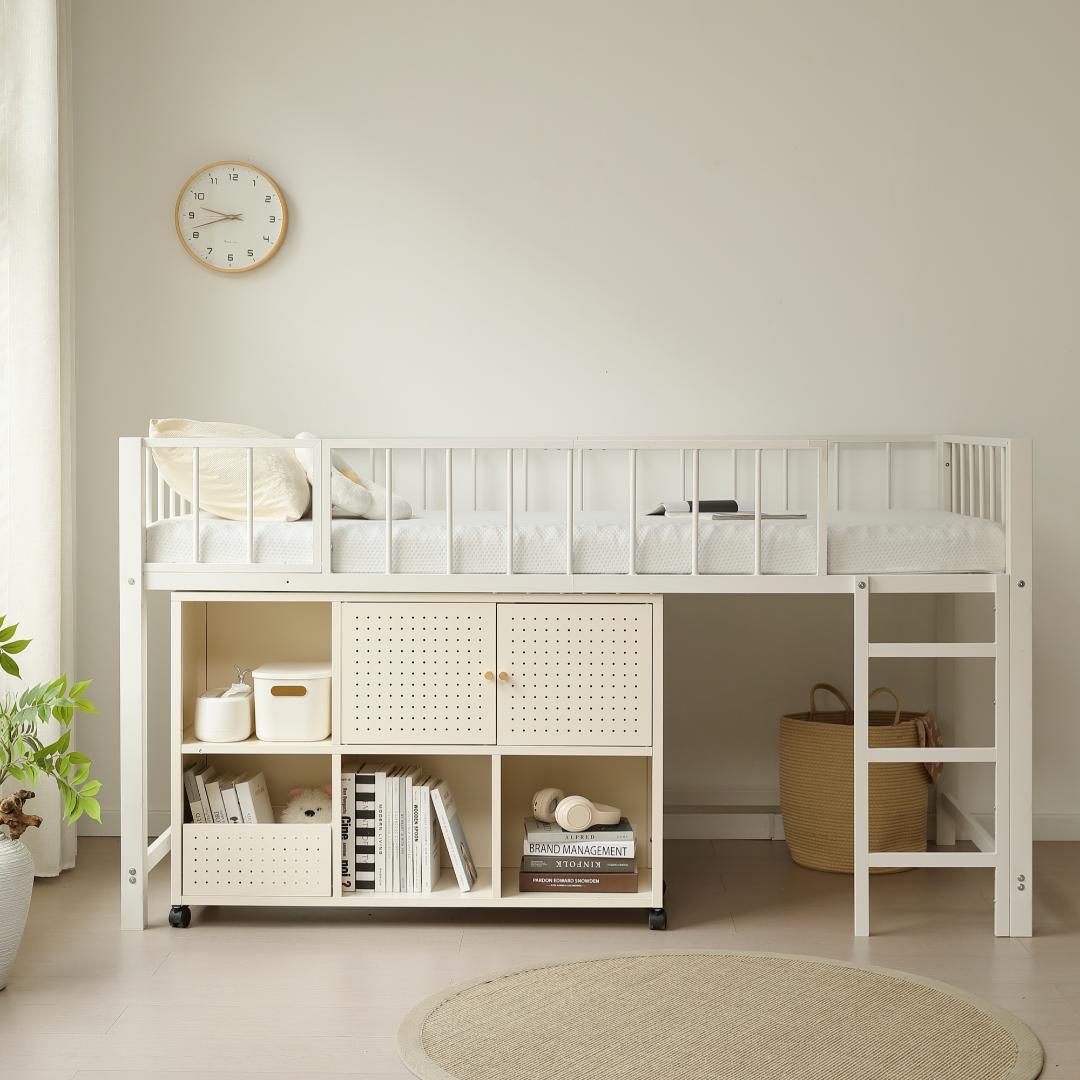 数量限定！ 高110ロフトベッド子供ベッド シングル下収納 省スペースWHITE