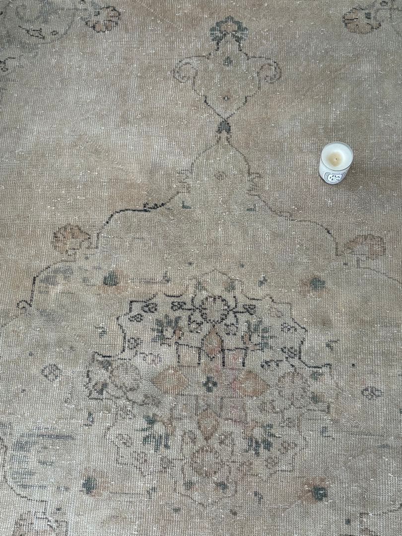 超大判　ヴィンテージラグ　オーバーダイ　オリエンタル　トルコ　ウシャク　ベージュ