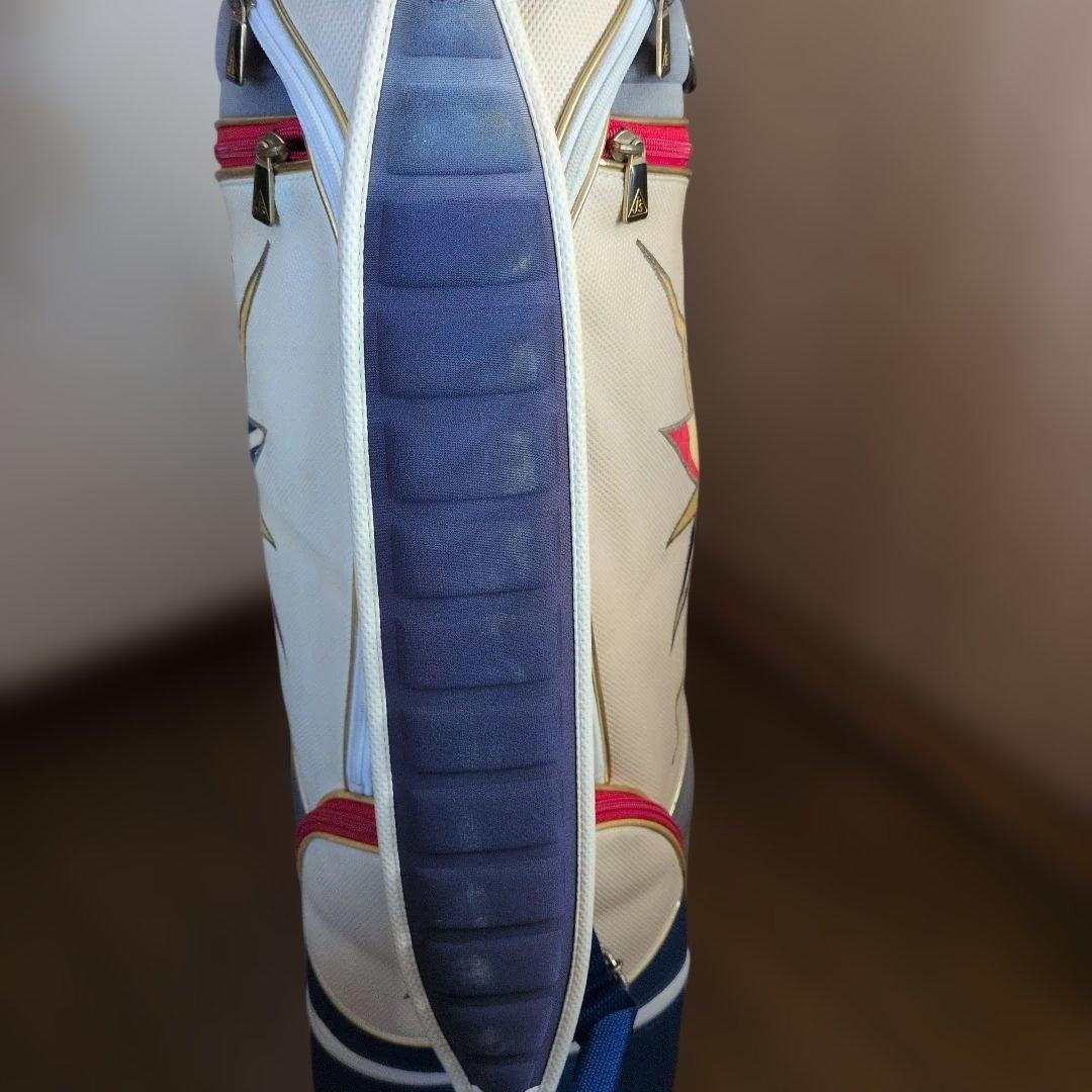 ※タバコ臭付着・黄ばみ色あせ汚れ切れ擦れ有りジャンボ尾崎プロ太陽 キャディバッグ