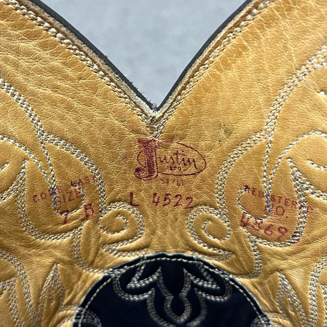 Justin USA風2トーン刺繍レザー アメカジヴィンテージ映え感