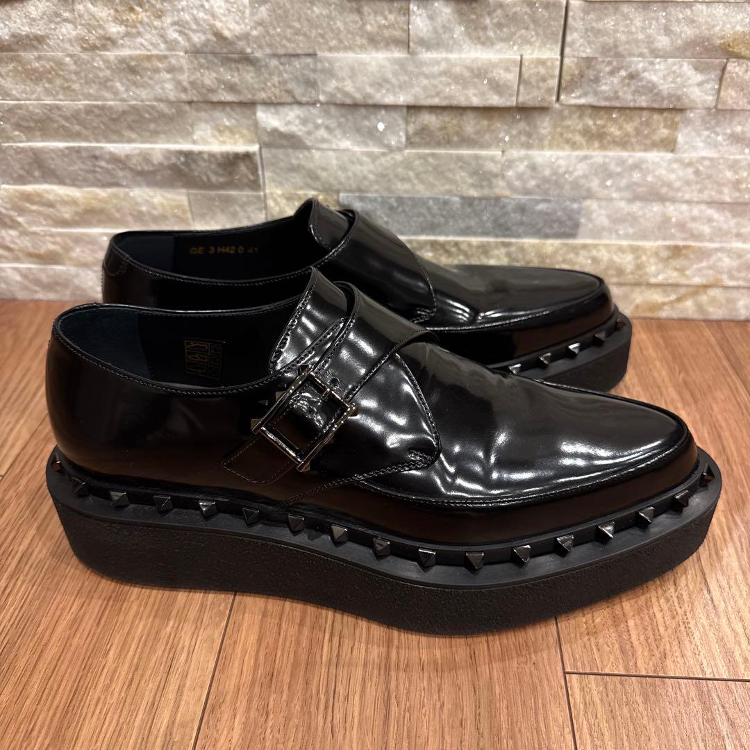 ヴァレンティノ　モンクストラップ　スタッズ　ドレスレザーシューズ　厚底　41