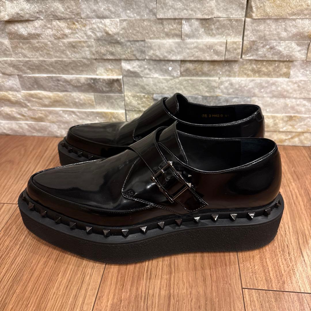 ヴァレンティノ　モンクストラップ　スタッズ　ドレスレザーシューズ　厚底　41