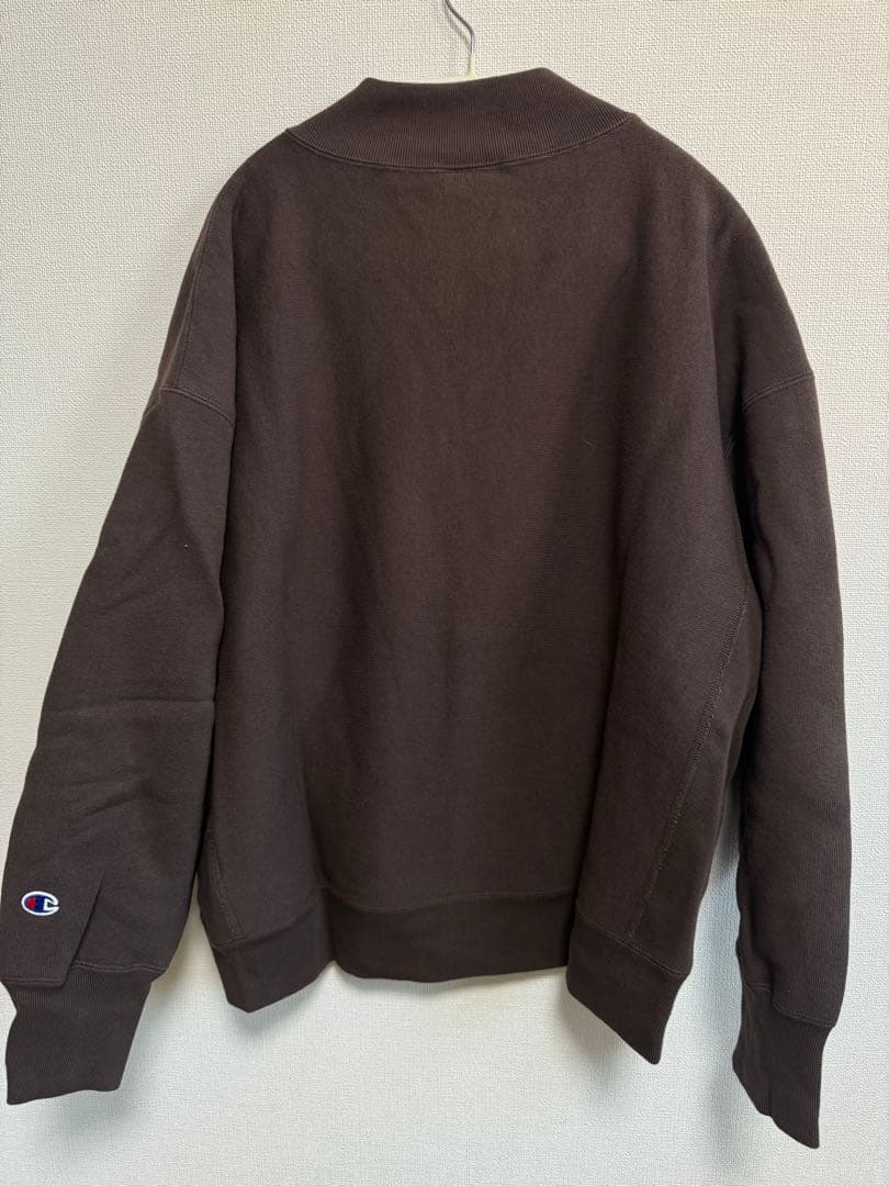Framework別注Champion ブラウン ハーフジップ スウェット M