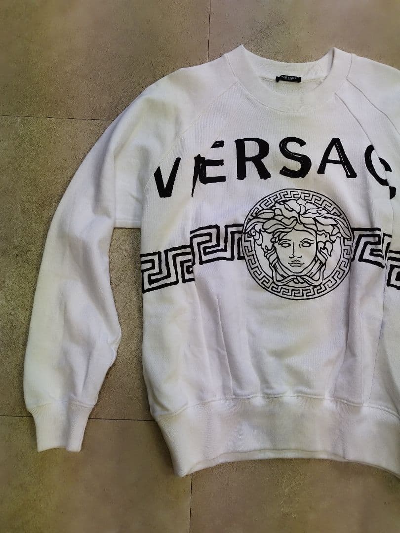 VERSACE ロゴトレーナー ホワイト 変色あり