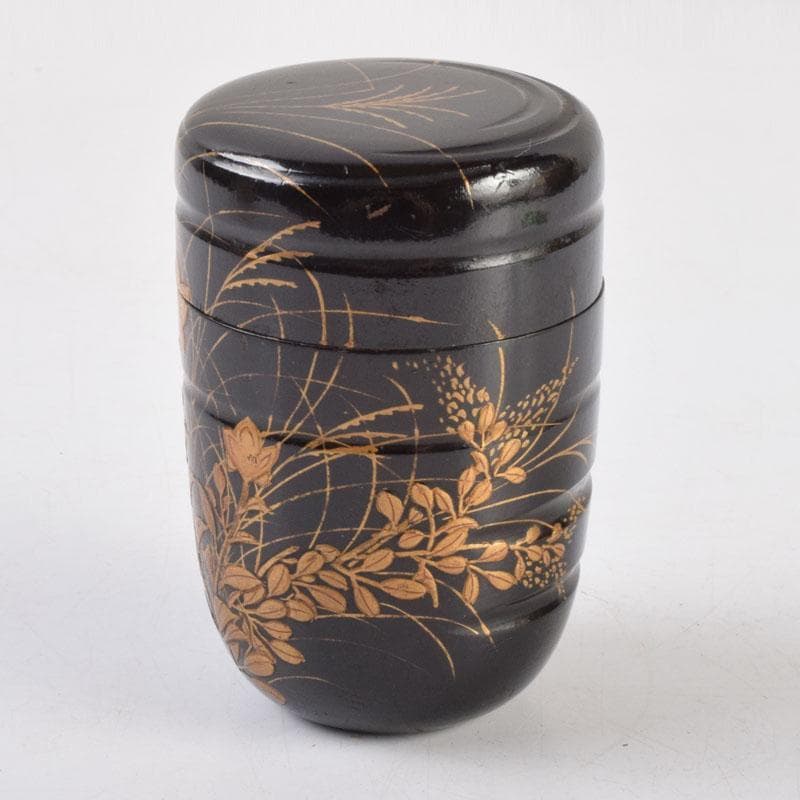 茶道具　金森春次作　花草蒔絵　長棗　共箱　V　9039